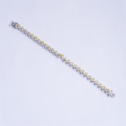 925 Silver Two Tone Leaf CZ Bracelet for Women - Image 3