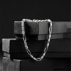 Alternative view of 925 Silver Textured Figaro Link Chain Necklace for Men