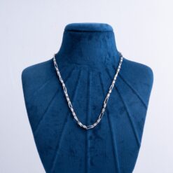 925-Sterling-Silver-Textured-Figaro-Link-Chain-Necklace-for-Men