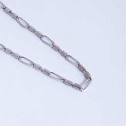 925 Silver Textured Figaro Link Chain Necklace for Men - Image 3